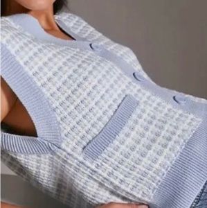NWT Anthropology: XS Blue & white V-neck, knit vest.